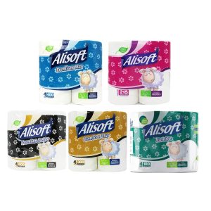 ALISOFT <br>Papel higiénico Doble hoja <br>4 rollos